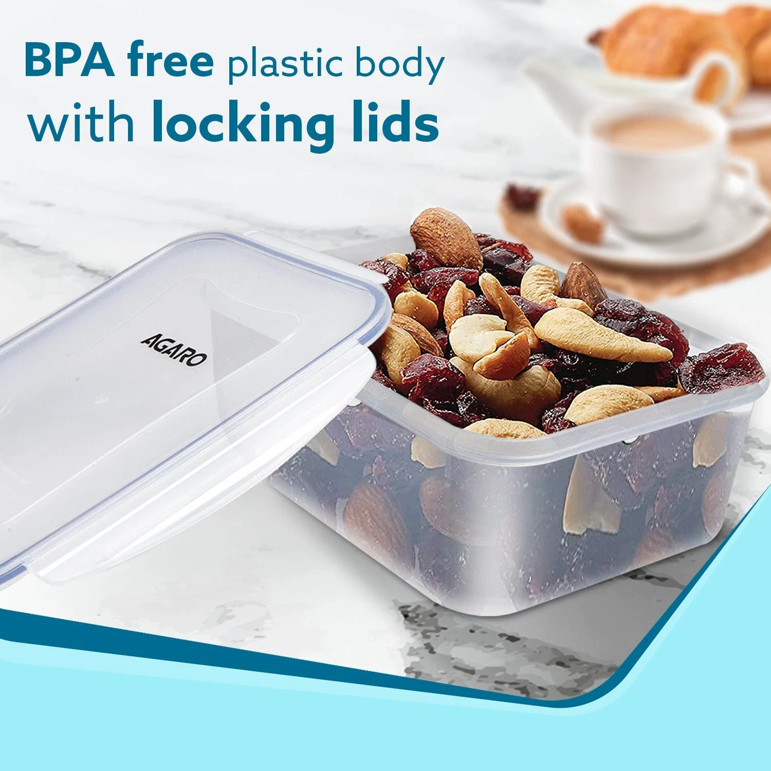 Airtight Container, Food Storage Container With Lid, Multipurpose, Rectangular Plastic Body, Leak Proof, BPA Free, 1.5L Each, Pack of 3 - Image 3