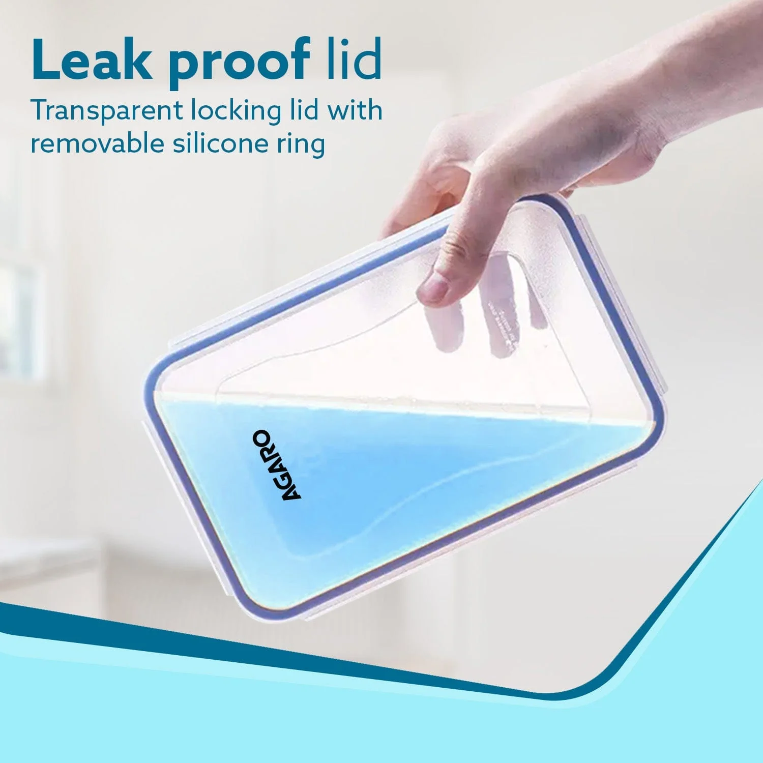 Airtight Container, Food Storage Container With Lid, Multipurpose Kitchen Container, Rectangular Plastic Body, Leak Proof, BPA Free, Capacity 2.6L Each, Pack of 2 - Image 4