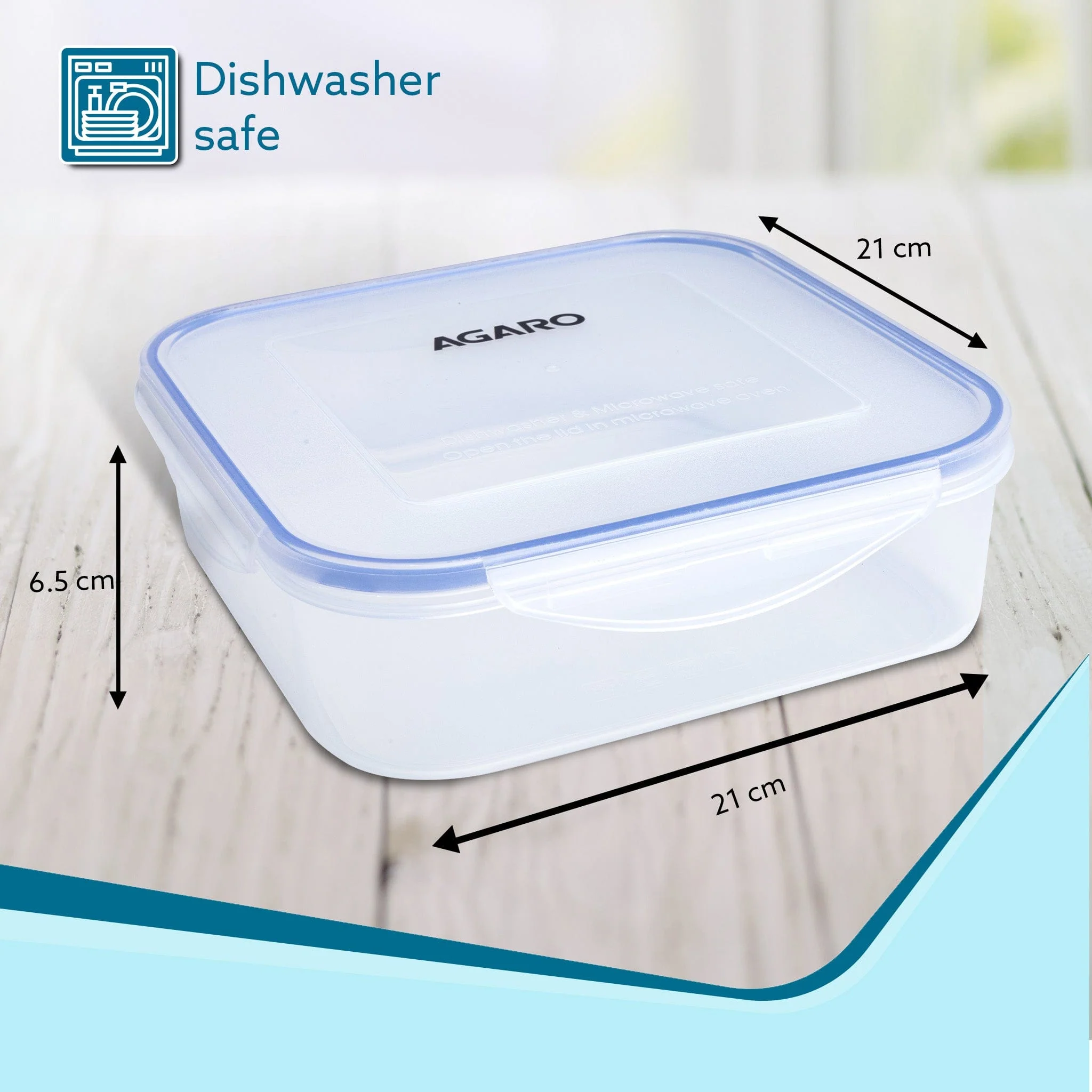 Airtight Container, Food Storage Container With Lid, Multipurpose Kitchen Container, Rectangular Plastic Body, Leak Proof, BPA Free, Capacity 2.6L Each, Pack of 2 - Image 6