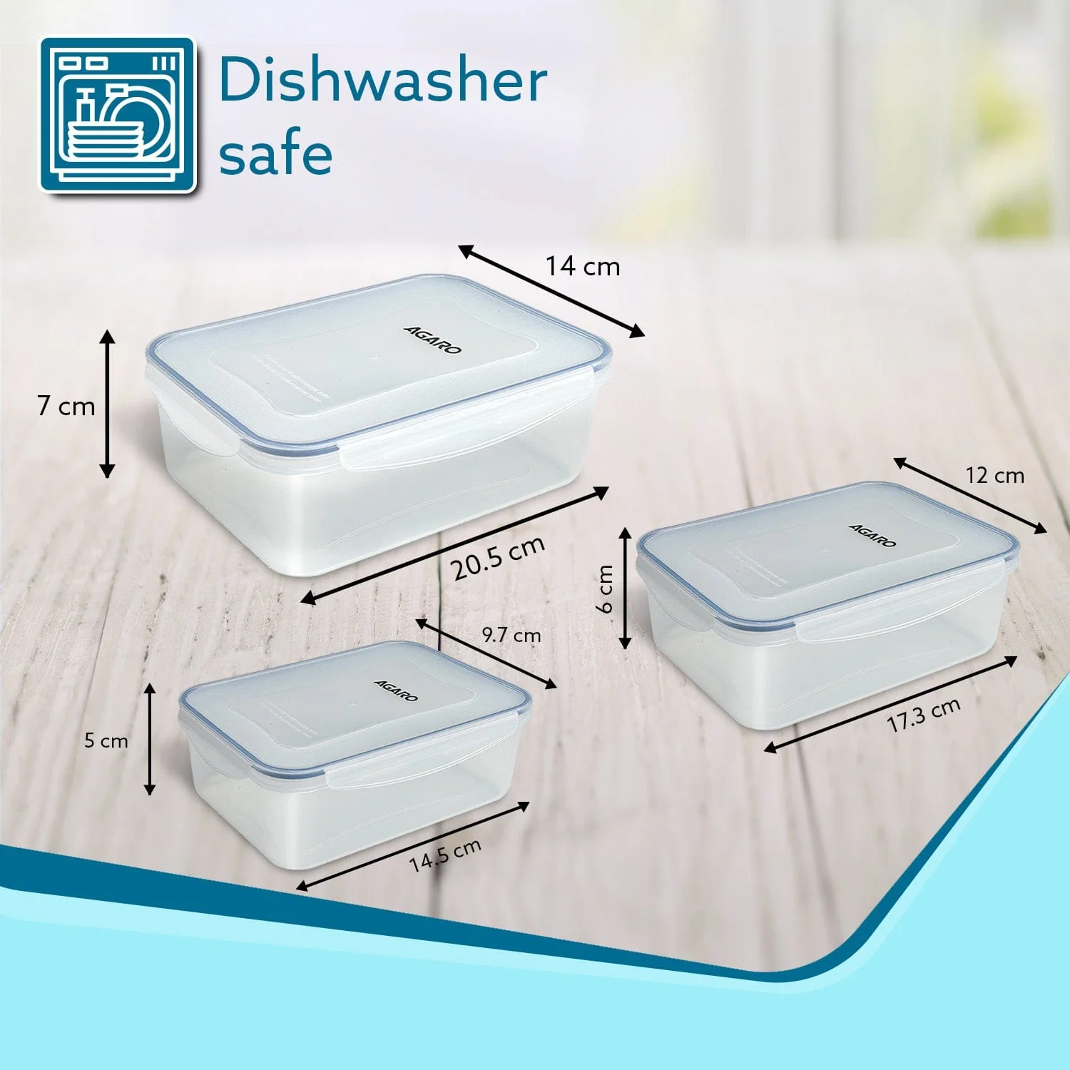 Airtight Container, Food Storage Container With Lid, Multipurpose Kitchen Container, Rectangular Plastic Body, Leak Proof, BPA Free, Capacity 500ML, 1L, 1.5L, Set of 3 - Image 6