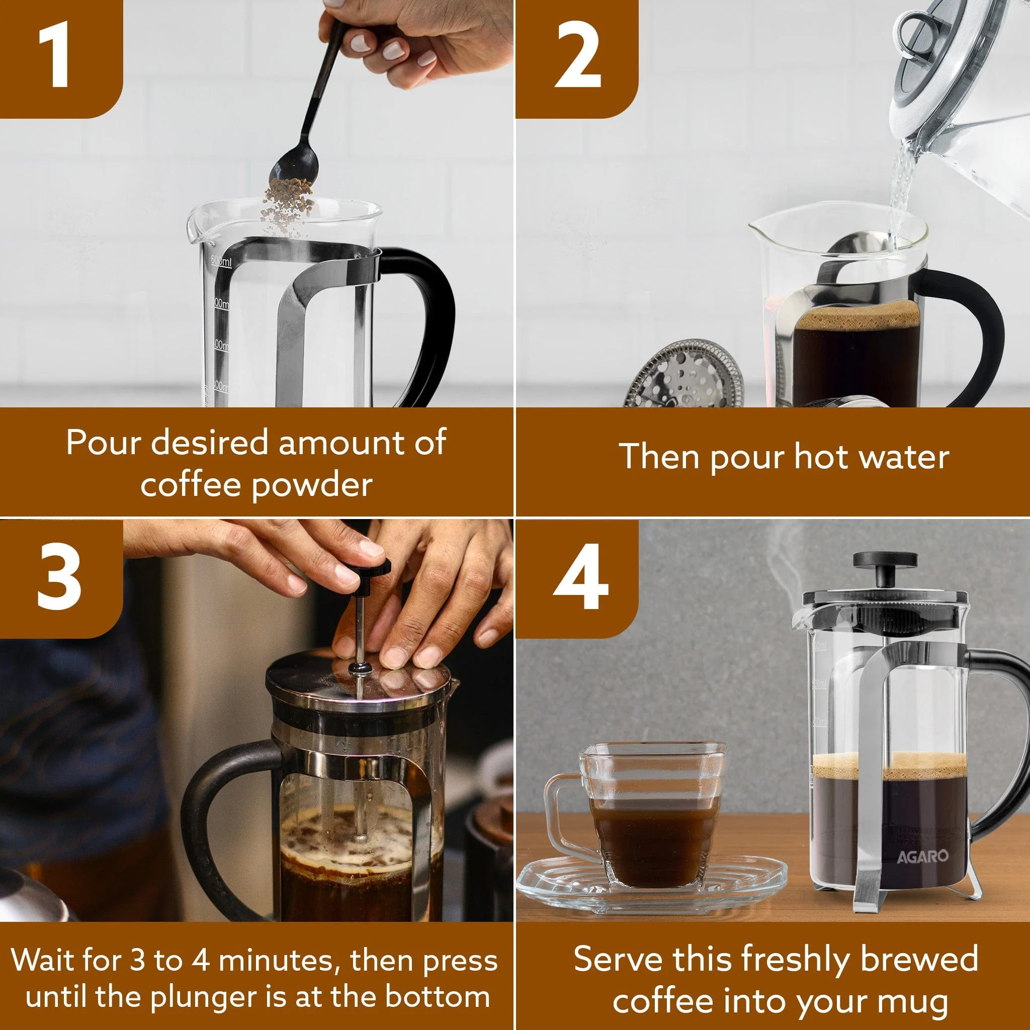 Classic French Press Coffee And Tea Maker, 600Ml - Image 6