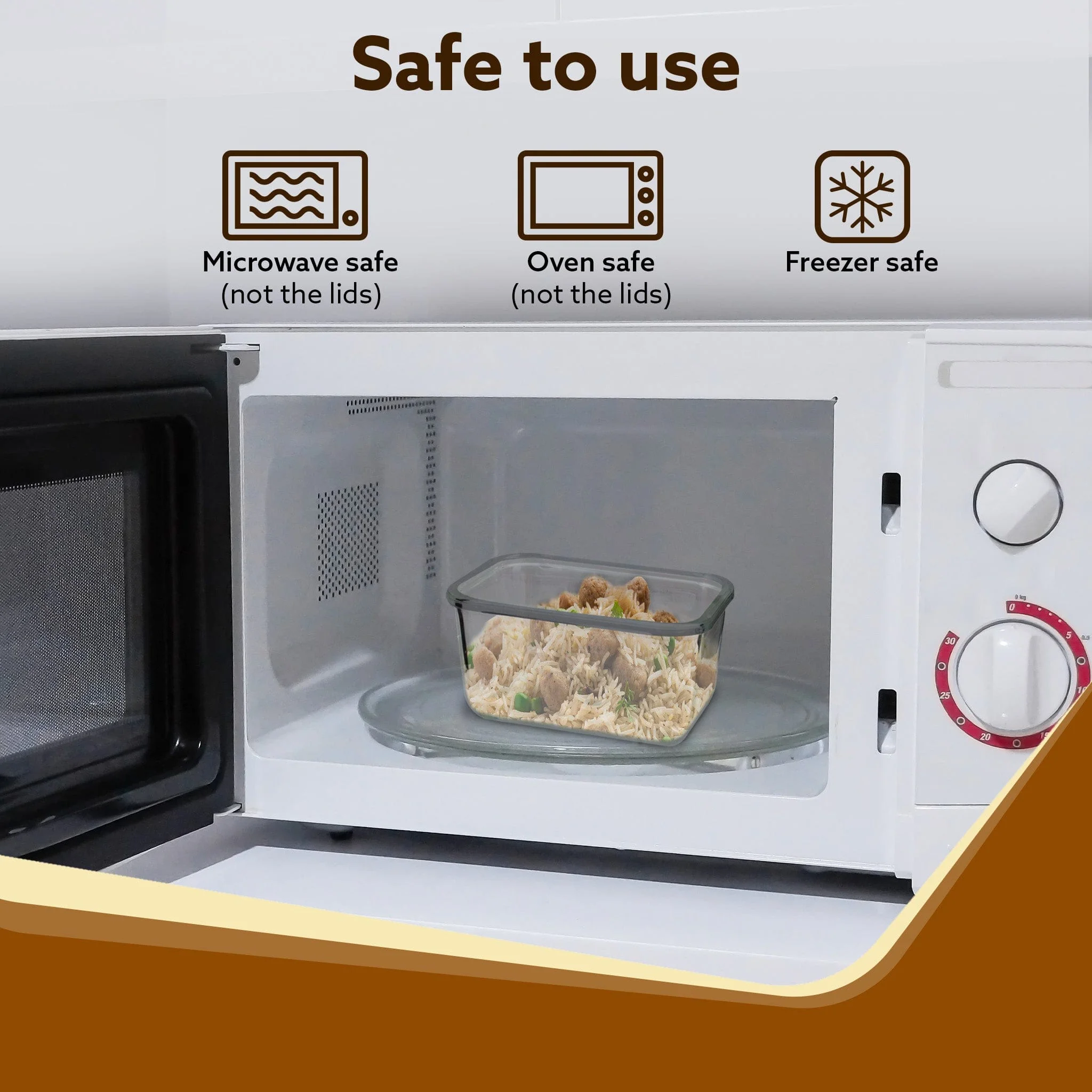 Elite Lunch Box, Set of 3 With Lunch Bag, Square Shaped, Borosilicate Glass, Leakproof & Airtight Locking Lids, Microwave & Freezer Safe, Office Lunch Box Set, Transparent, Set of 3 ƒ?? 320ml+320ml +320ml - Image 5