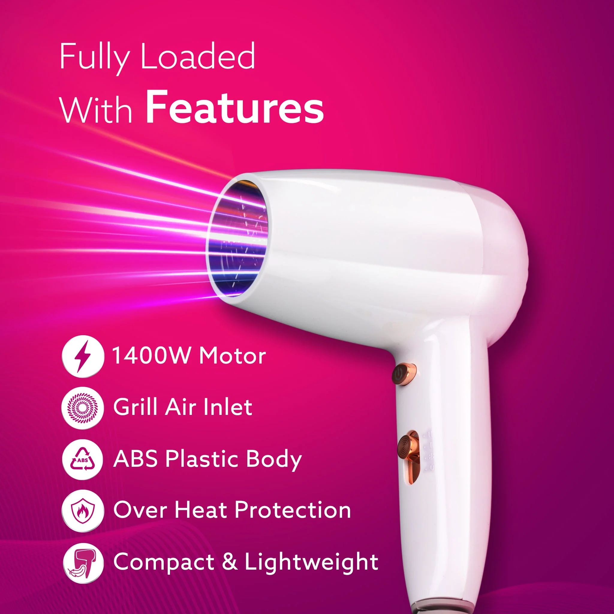 HD1417 Wall Mounted Hair Dryer 1400W, Electric Wall Mount Hair Dryer, Hotel, Bathroom, Household, Wall Hanging Dryer, White - Image 3