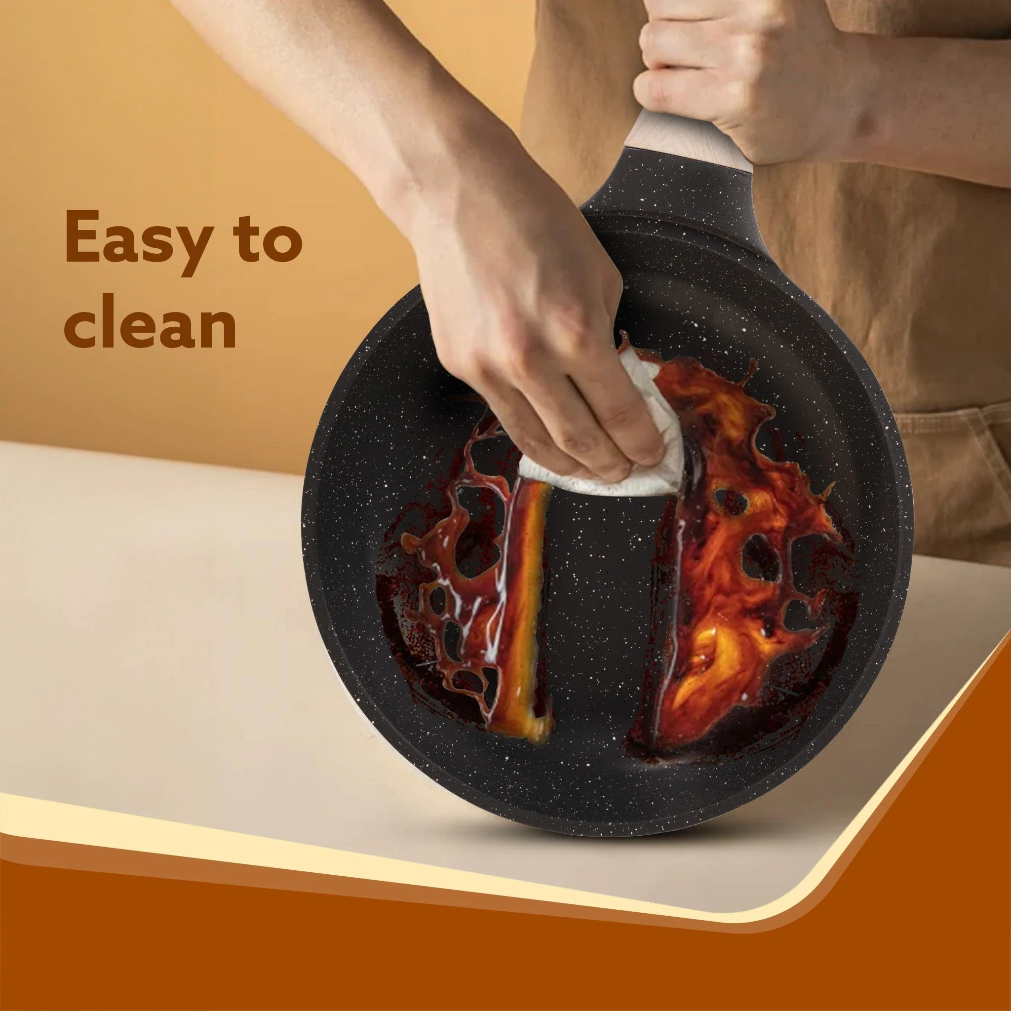 Imperial Granite Non Stick Fry pan with Glass Lid, 1.6L / 24cm, Cast Aluminium Body, Omelette Egg Pan, Fish Fry Pan, Gas & Induction Compatible, Dark Grey - Image 3
