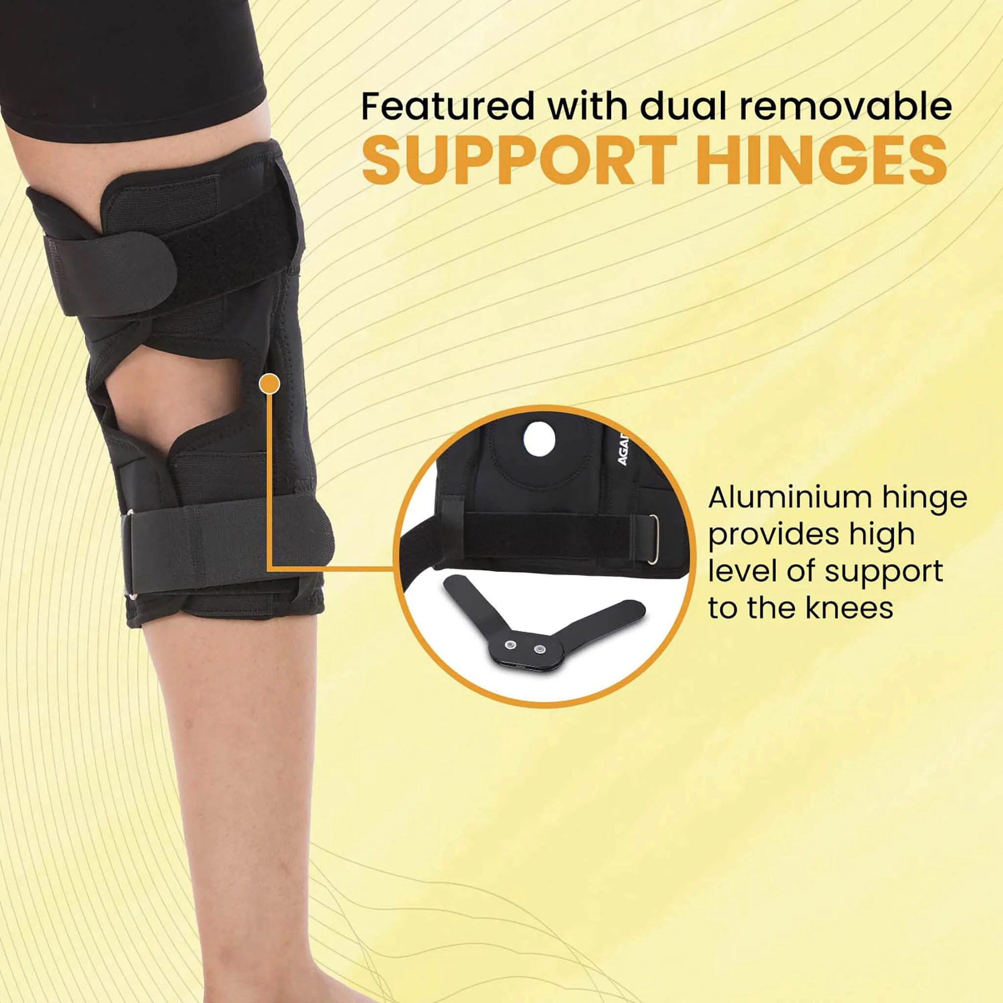 Knee Wrap Hinged With Open Patella, Rigid Biaxial Hinge, Neoprene Layer For Pain Relief, Braces Walking, Workout And Sports, Small, Black - Image 3