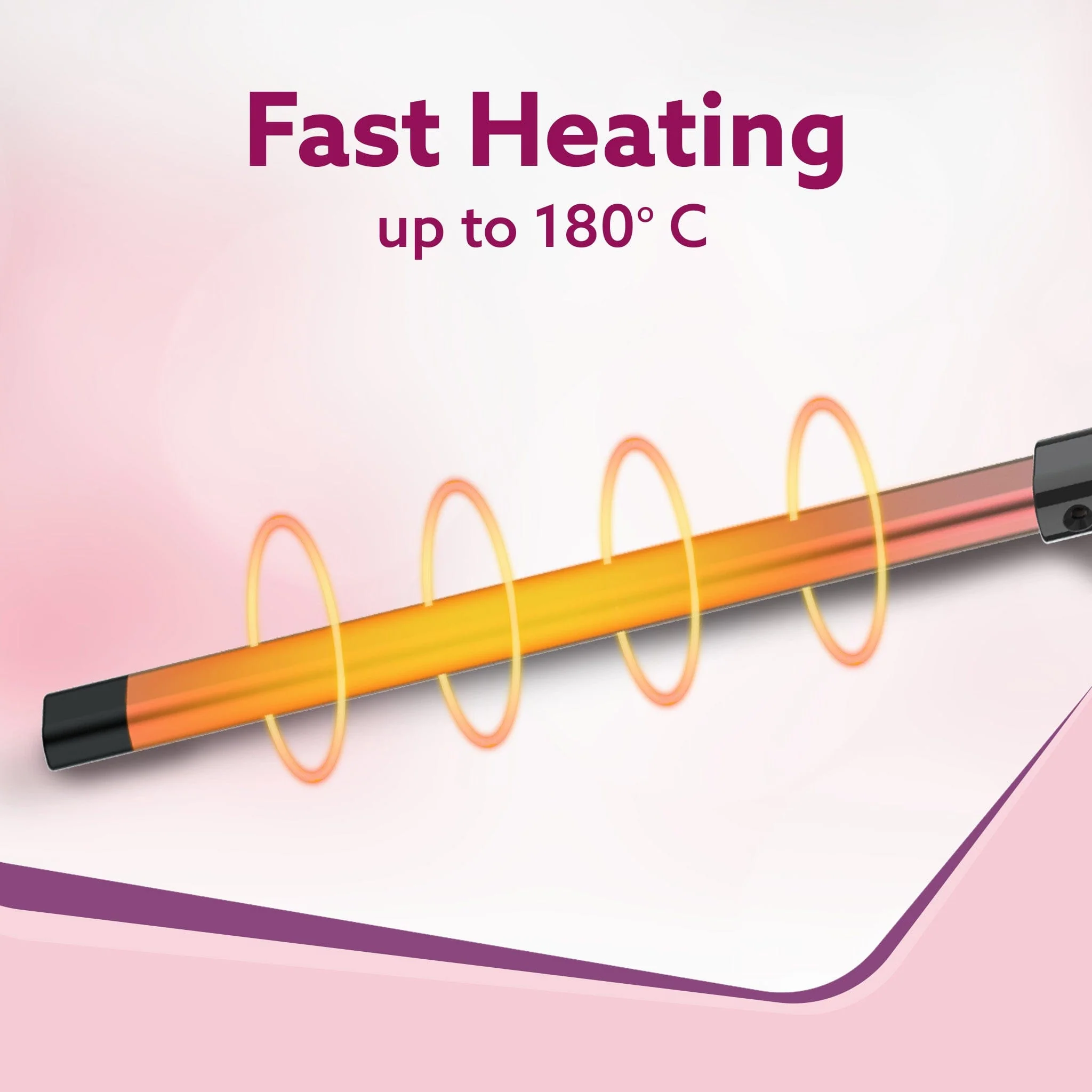 Rectangular Chopstick Curler HC9017, With 7 MM Barrel, Rod, Tong, Chopstick Rectangular Hair Curler, Ceramic Coated Plates, Cool Touch Tip, Fast Heating, For Men Women, Maggie Curl, Styling (HC9017, Rose Gold & Black) - Image 3