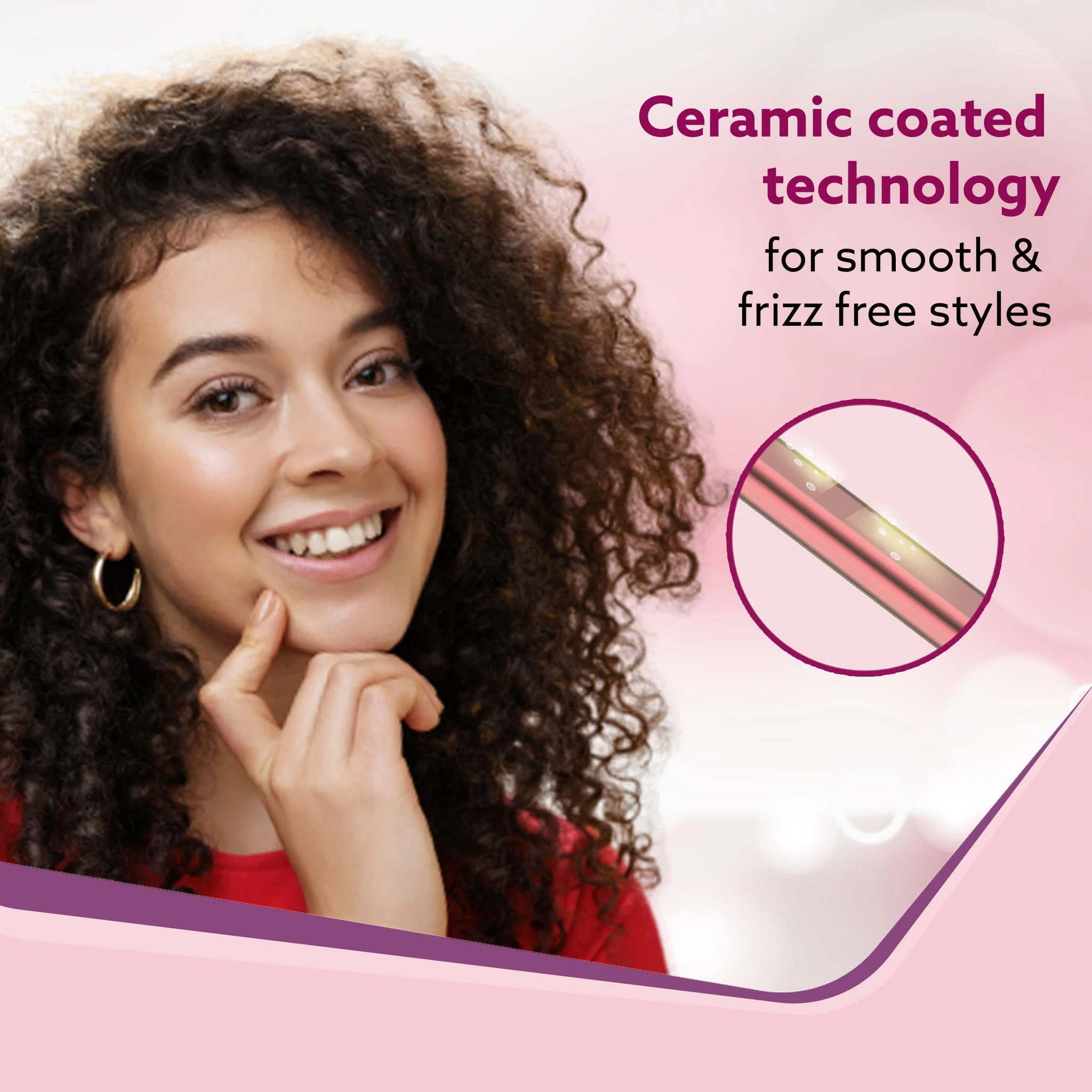 Rectangular Chopstick Curler HC9017, With 7 MM Barrel, Rod, Tong, Chopstick Rectangular Hair Curler, Ceramic Coated Plates, Cool Touch Tip, Fast Heating, For Men Women, Maggie Curl, Styling (HC9017, Rose Gold & Black) - Image 4