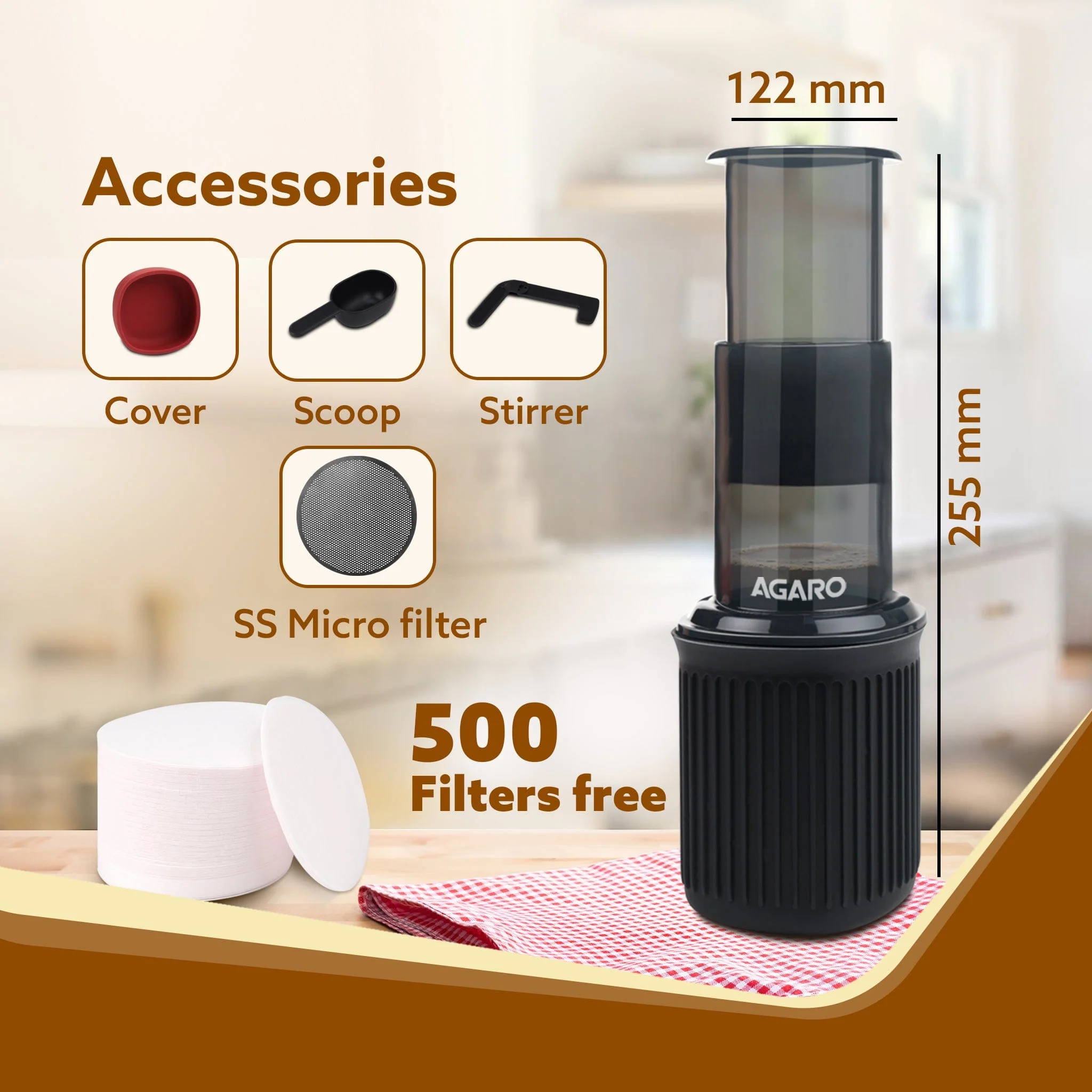 Royal Manual Press Coffee Espresso Maker With Travel Cup, Travel Coffee Maker, Portable, Bonus 500 Paper Filter - Image 6