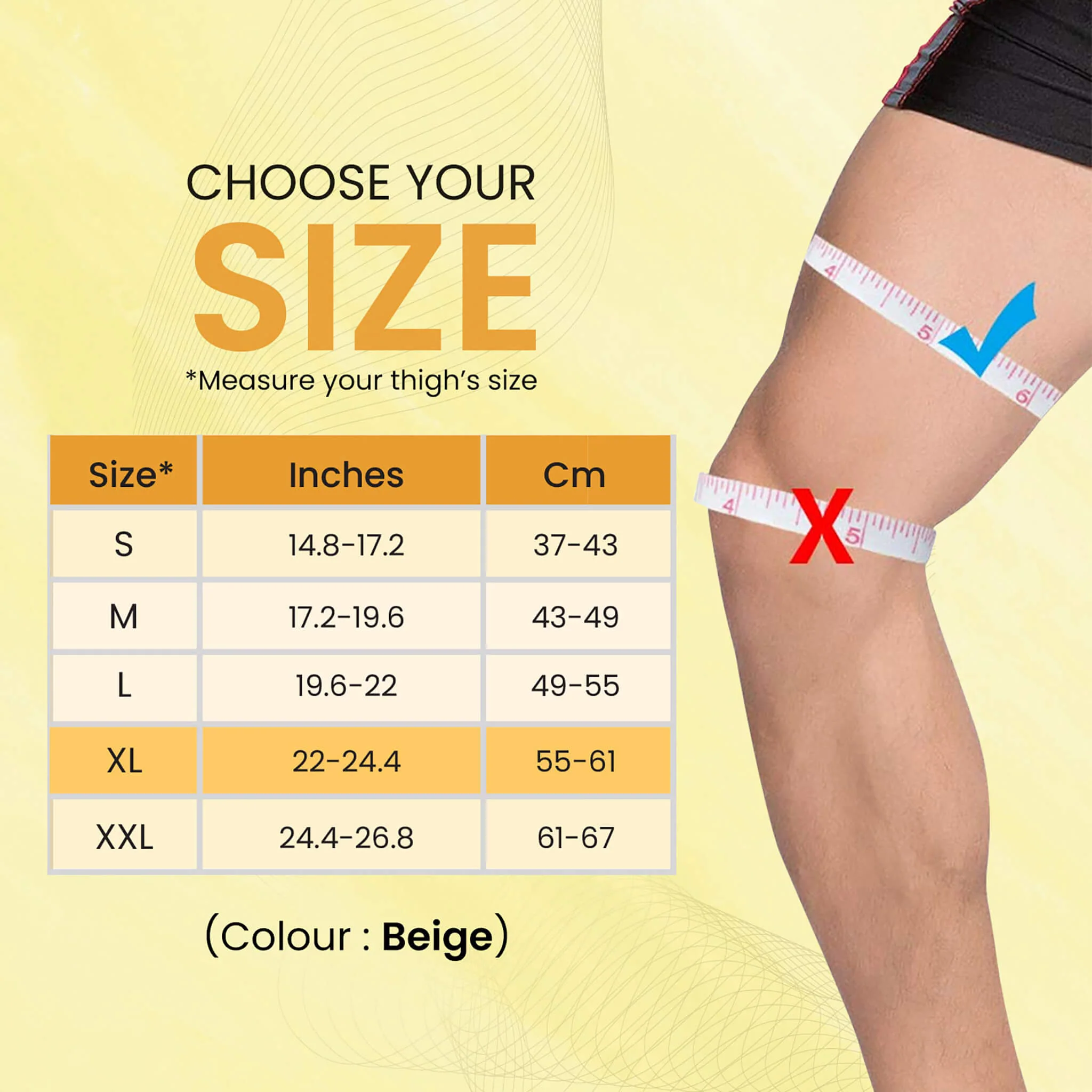 Tubular Stretchable Knee Cap, Breathable Fabric, Uniform Compression, Relieves Muscle Pain, Joint Pain, Injury Recovery, For Workout, Running, For Men And Women, XL, Beige, Pack of 2 - Image 2