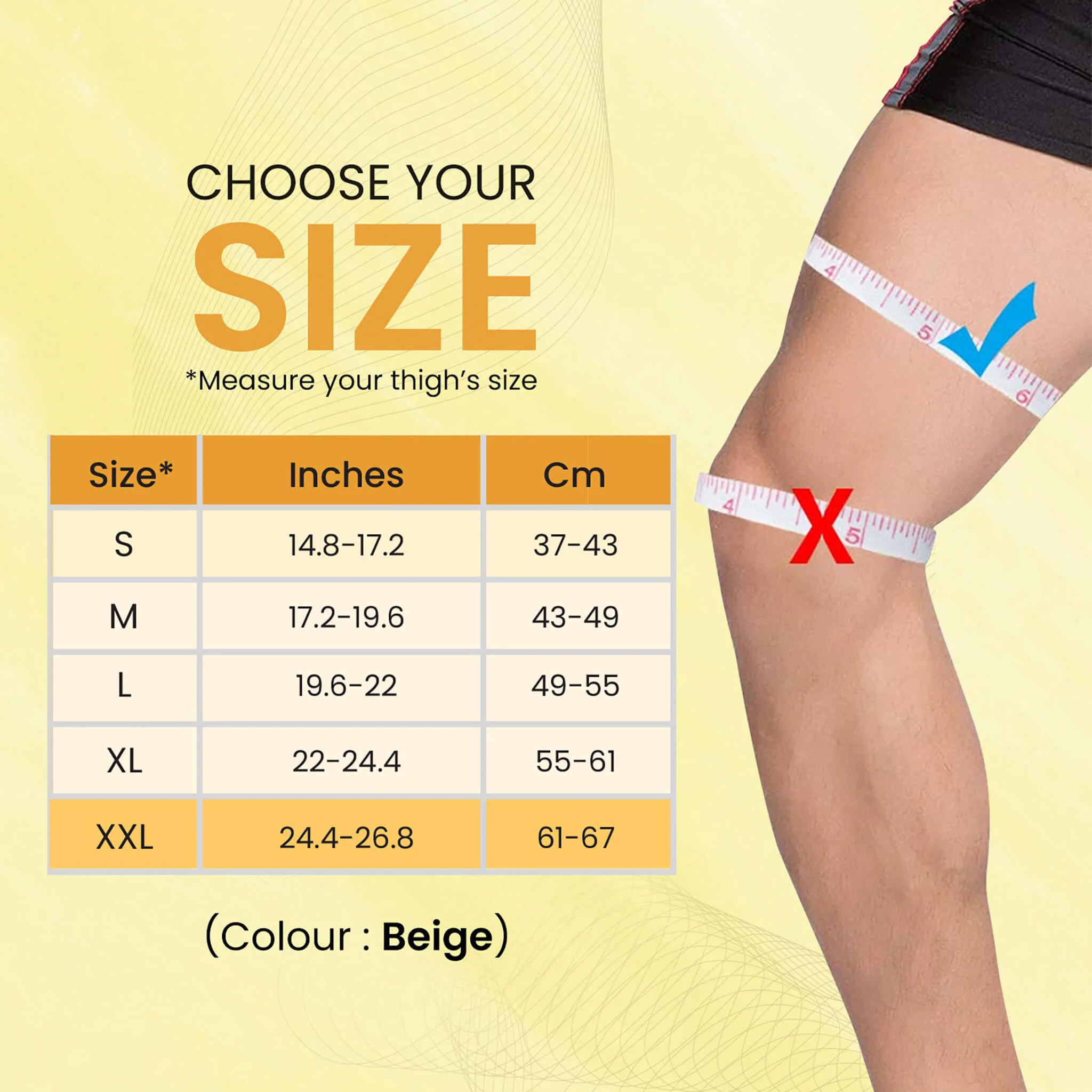 Tubular Stretchable Knee Cap, Breathable Fabric, Uniform Compression, Relieves Muscle Pain, Joint Pain, Injury Recovery, For Workout, Running, For Men And Women, XXL, Beige, Pack of 2 - Image 2