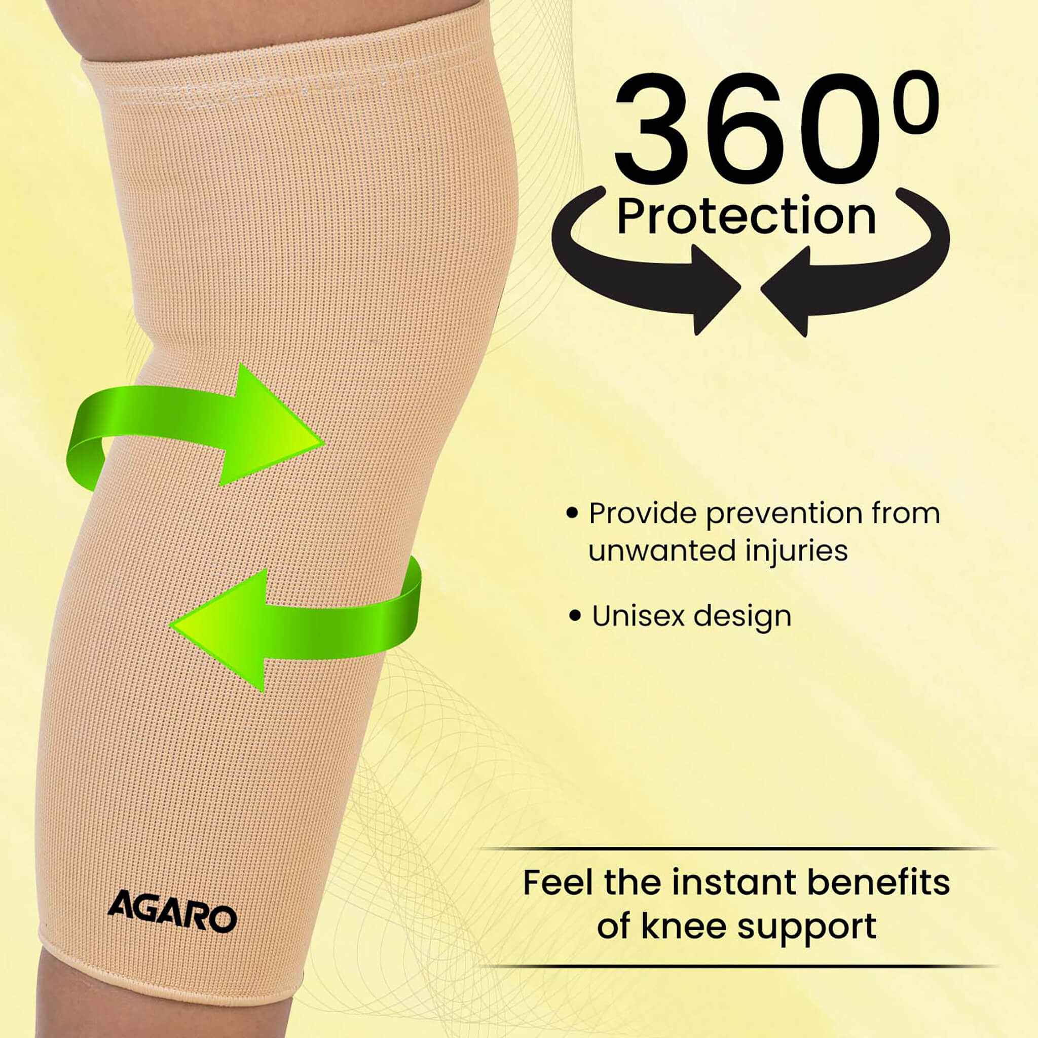 Tubular Stretchable Knee Cap, Breathable Fabric, Uniform Compression, Relieves Muscle Pain, Joint Pain, Injury Recovery, For Workout, Running, For Men And Women, XXL, Beige, Pack of 2 - Image 4
