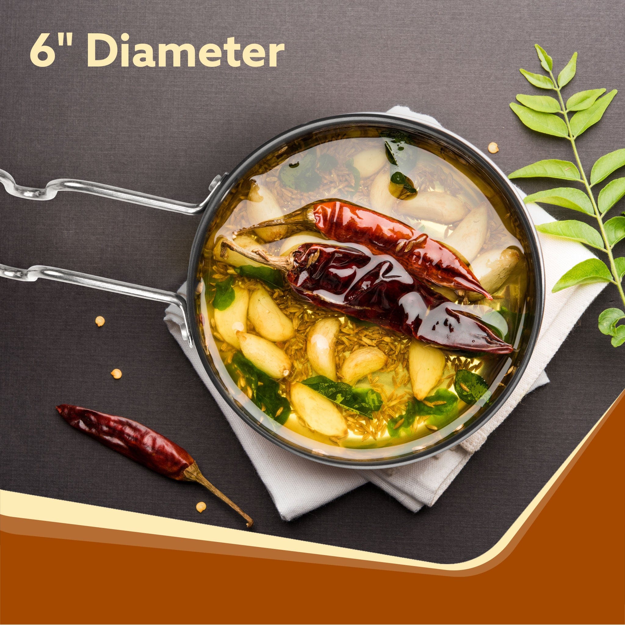 Elite Hard Anodised Tadka Pan, 11 cm Diameter, Riveted handle, 3 mm Thick Plate, Gas Oven Compatible - Image 2