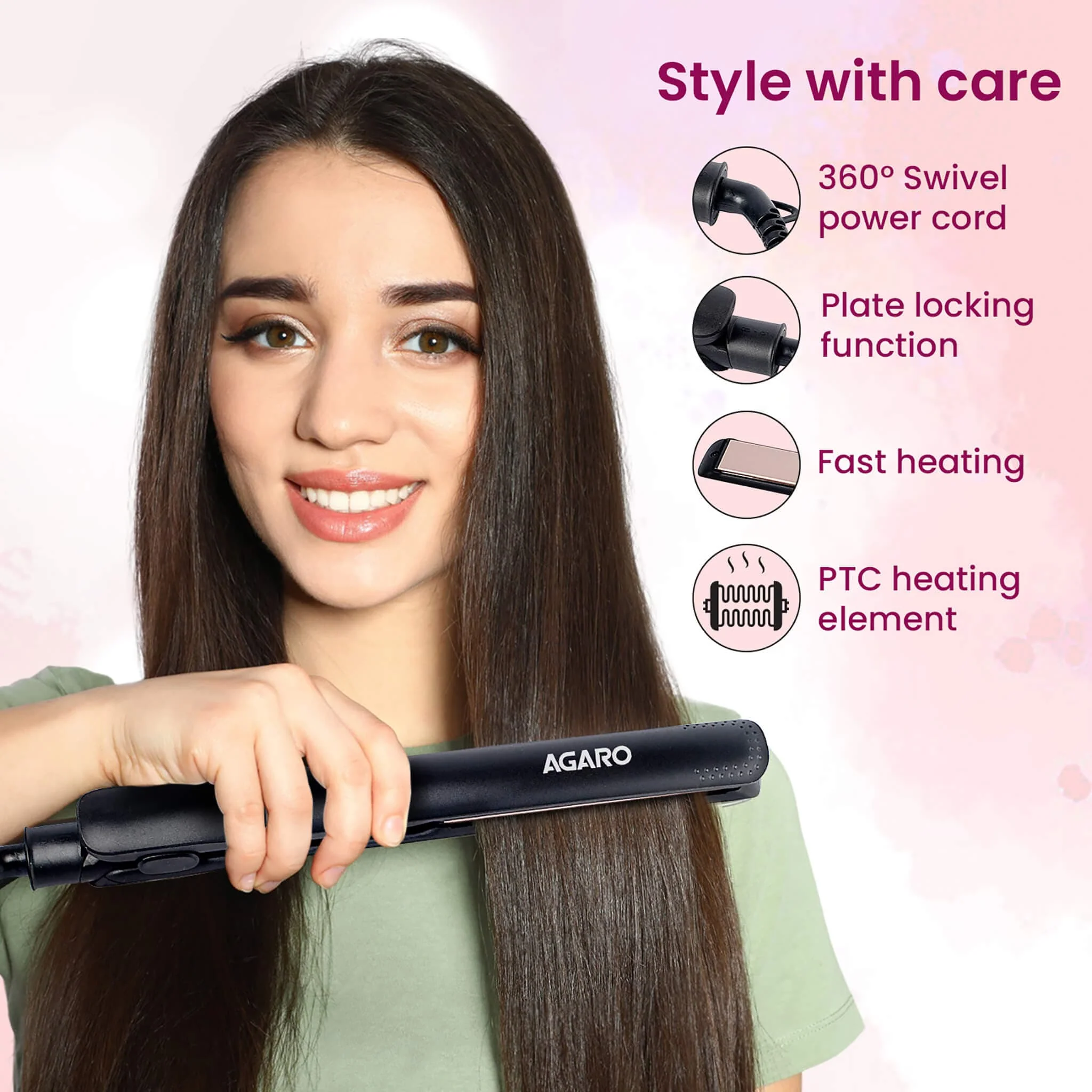 HS1907 Hair Straightner - Black - Image 5