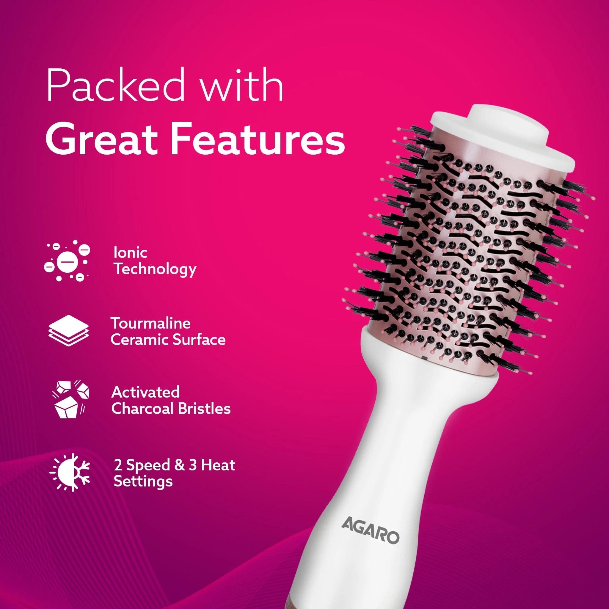 HV2179 Hot Air Brush for Hair, Blow Dryer Brush, Volumizer & Styler, 360° Airflow Vent, Oval Barrel for Hair Volume, Charcoal Bristles, Ceramic Coating Brushing Head, 1200W - Image 10