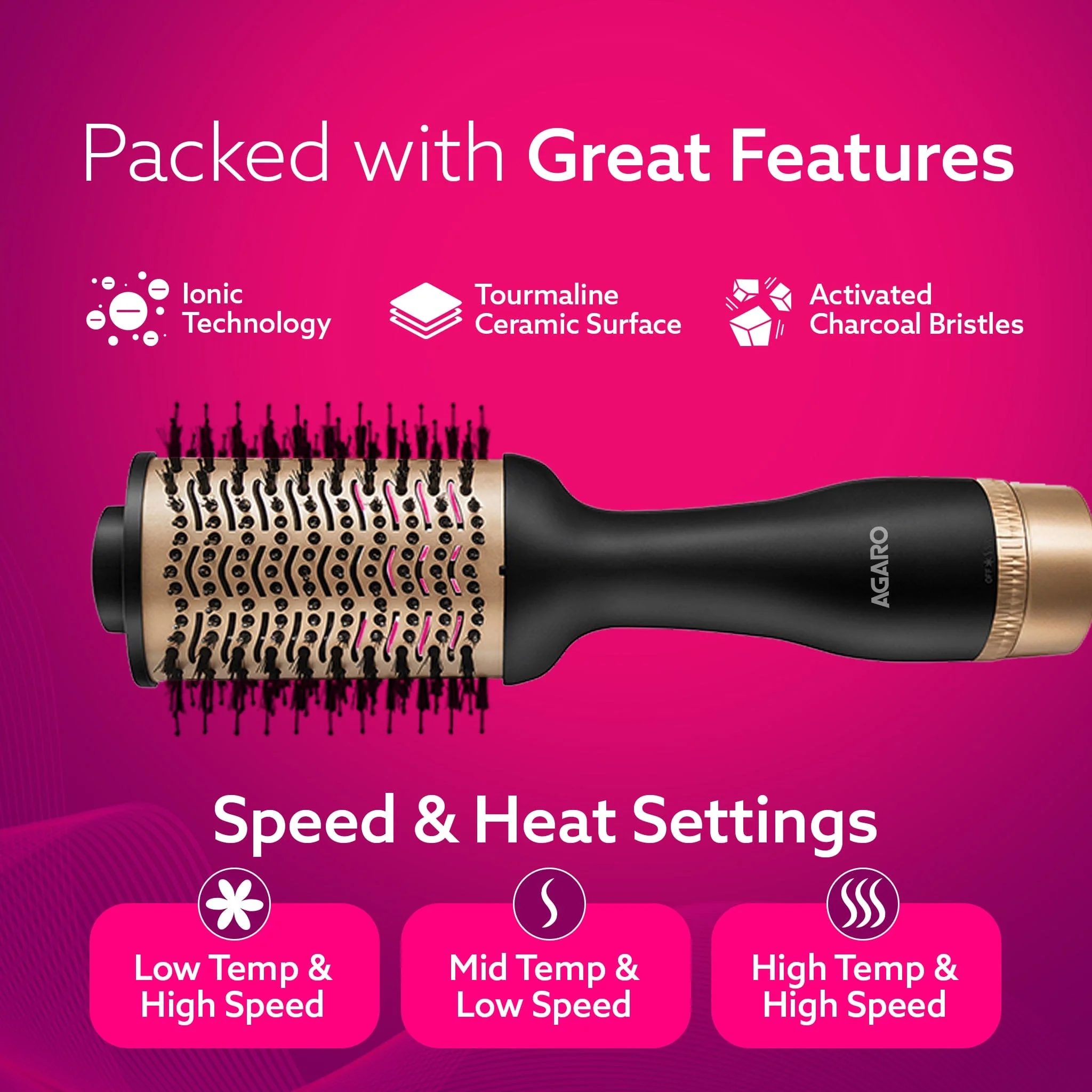 HV2179 Hot Air Brush for Hair, Blow Dryer Brush, Volumizer & Styler, 360° Airflow Vent, Oval Barrel for Hair Volume, Charcoal Bristles, Ceramic Coating Brushing Head, 1200W - Image 8