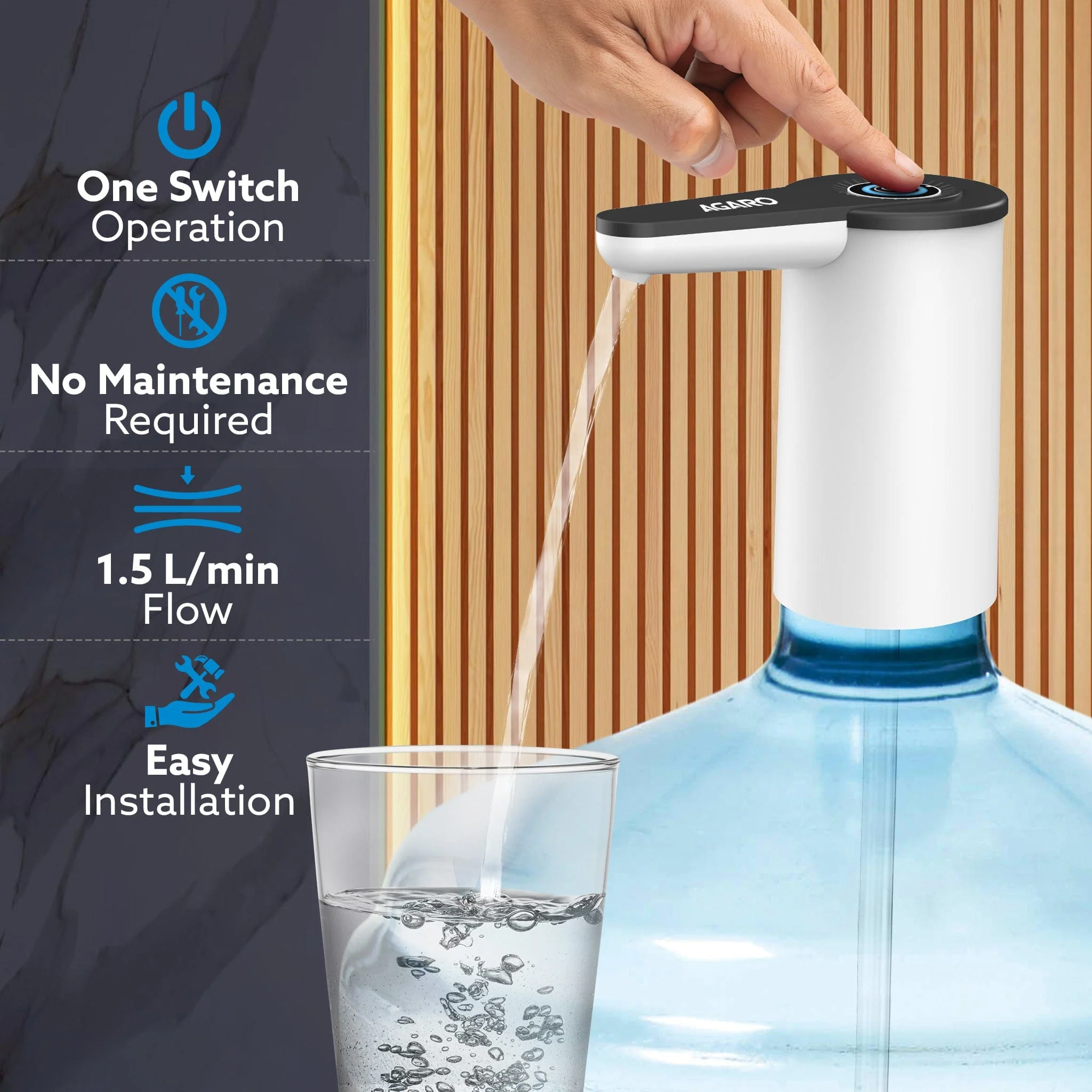 Imperial Automatic Electric Water Dispenser Pump for 20 Litre Bottle | USB Rechargeable, Portable Drinking Water Pump for Home, Kitchen, Office & Camping - Image 2