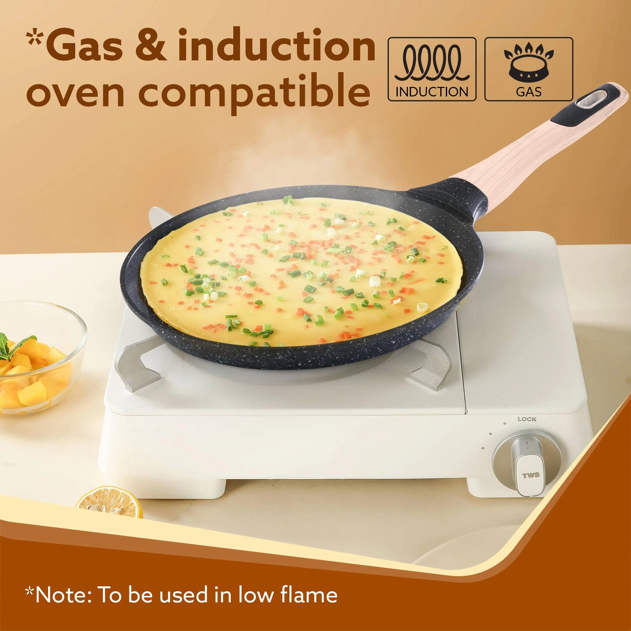 Imperial Granite Non Stick Tawa, 28 cm, Cast Aluminium Body, Tawa for Dosa/Paratha/Omlette, Gas & Induction Compatible - Image 4