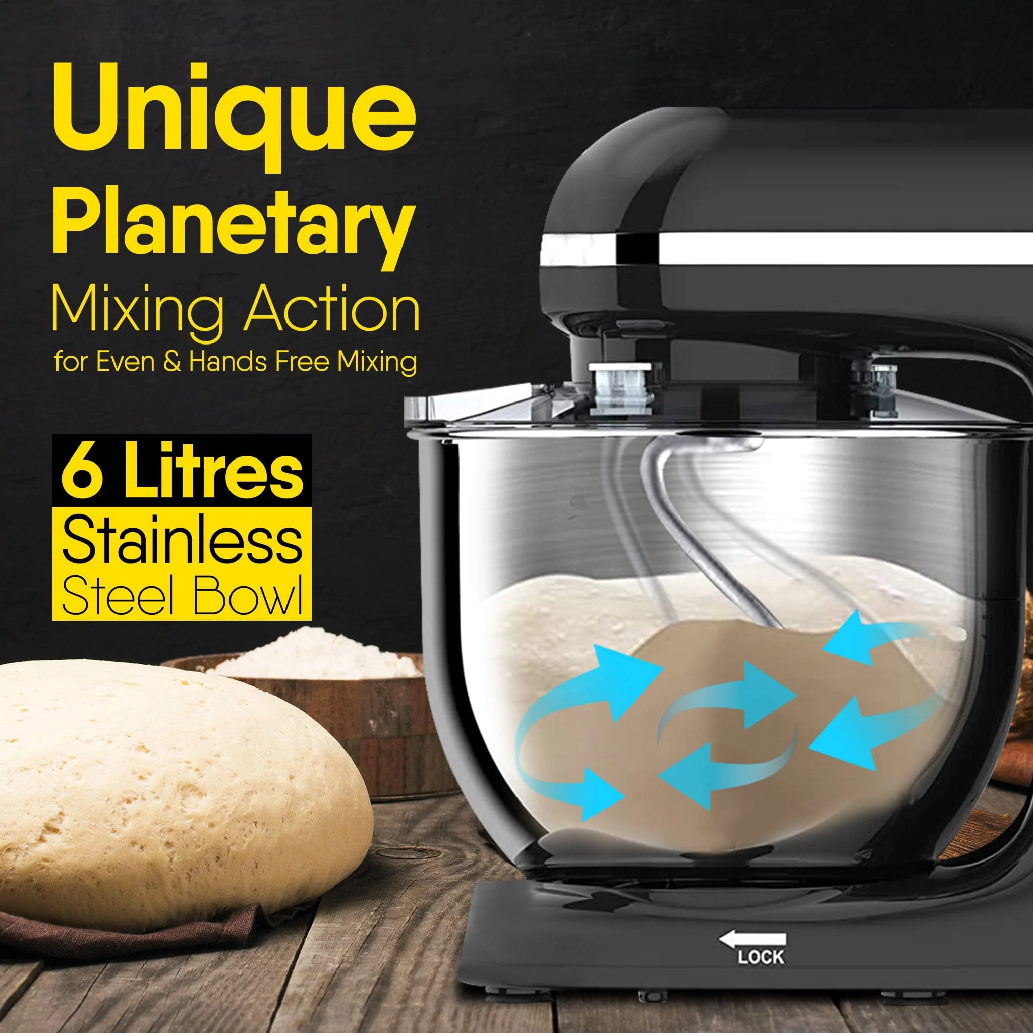 Imperial Stand Mixer, 1400W - Black - Image 3