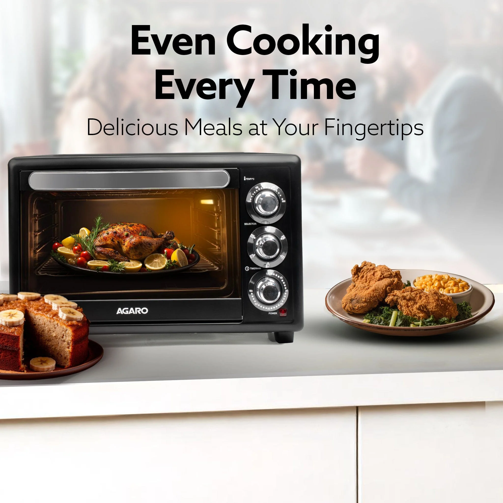 Majestic 30L OTG 1500W, with Motorized Rotisserie Baking & Grilling Accessories, Oven For Kitchen, Transparent Glass Door, Uniform Heating, Adjustable Temperature Control, 1-Year Warranty, Black - Image 3
