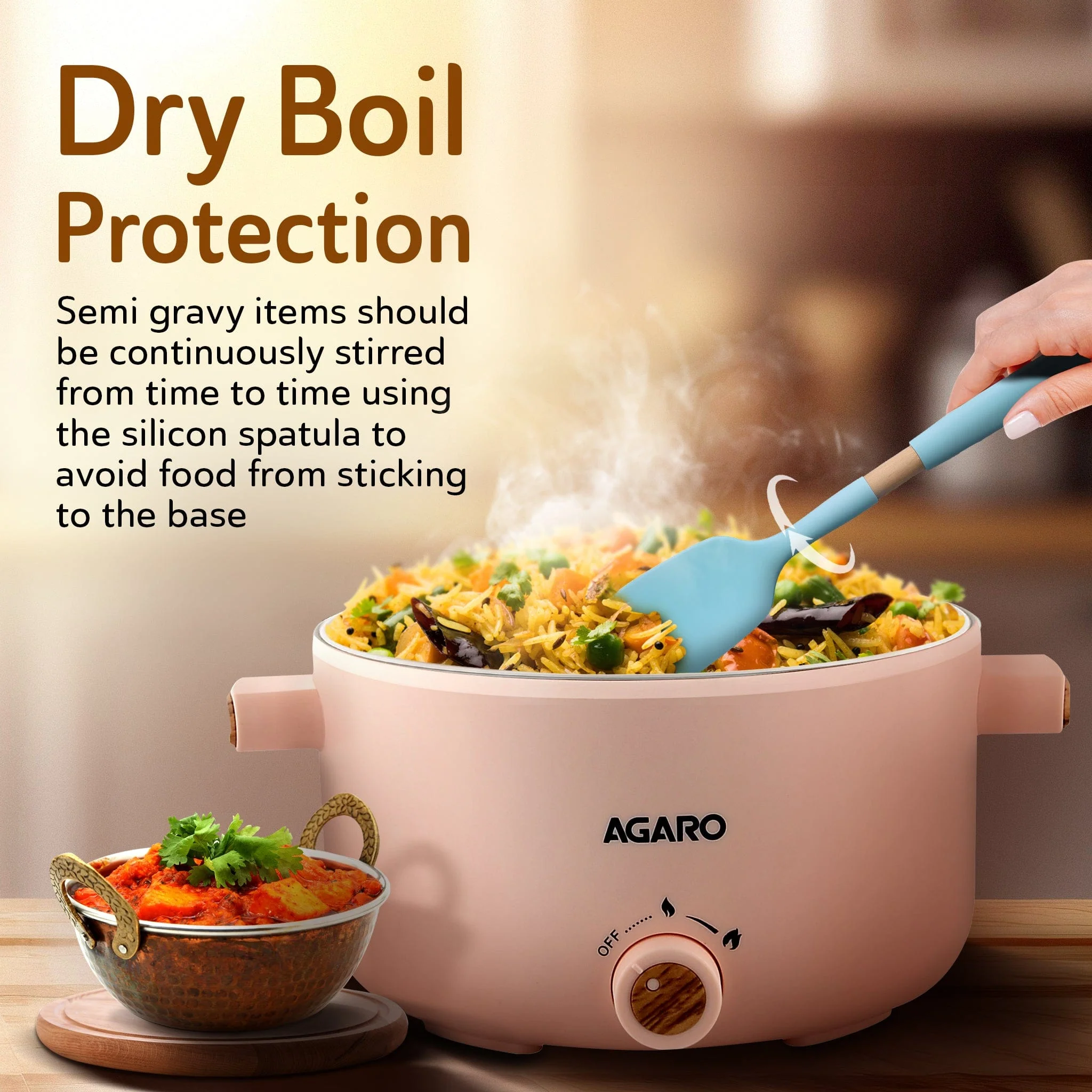 Primo Multi Function Pot 2L, Double Layered Body, Ceramic Coated Inner Pot, Variable Temperature Settings, Wide Mouth, Transparent Lid, Cooking, Boiling, Steaming, Egg, Vegetable - Image 5