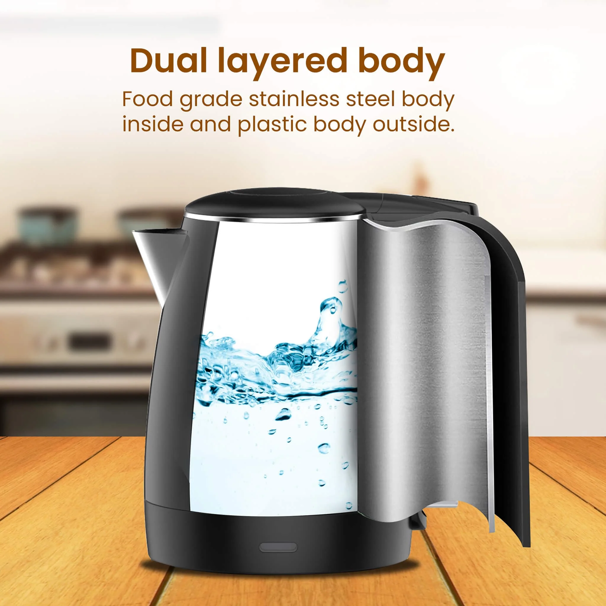 Royal Double Layered Kettle-1.5 Litres - Black - Image 4