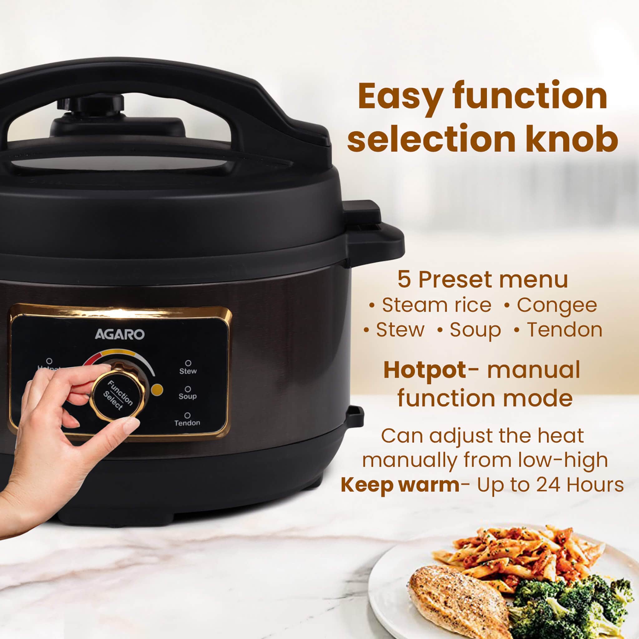 Royal Electric Pressure Cooker - 3L - Black - Image 3