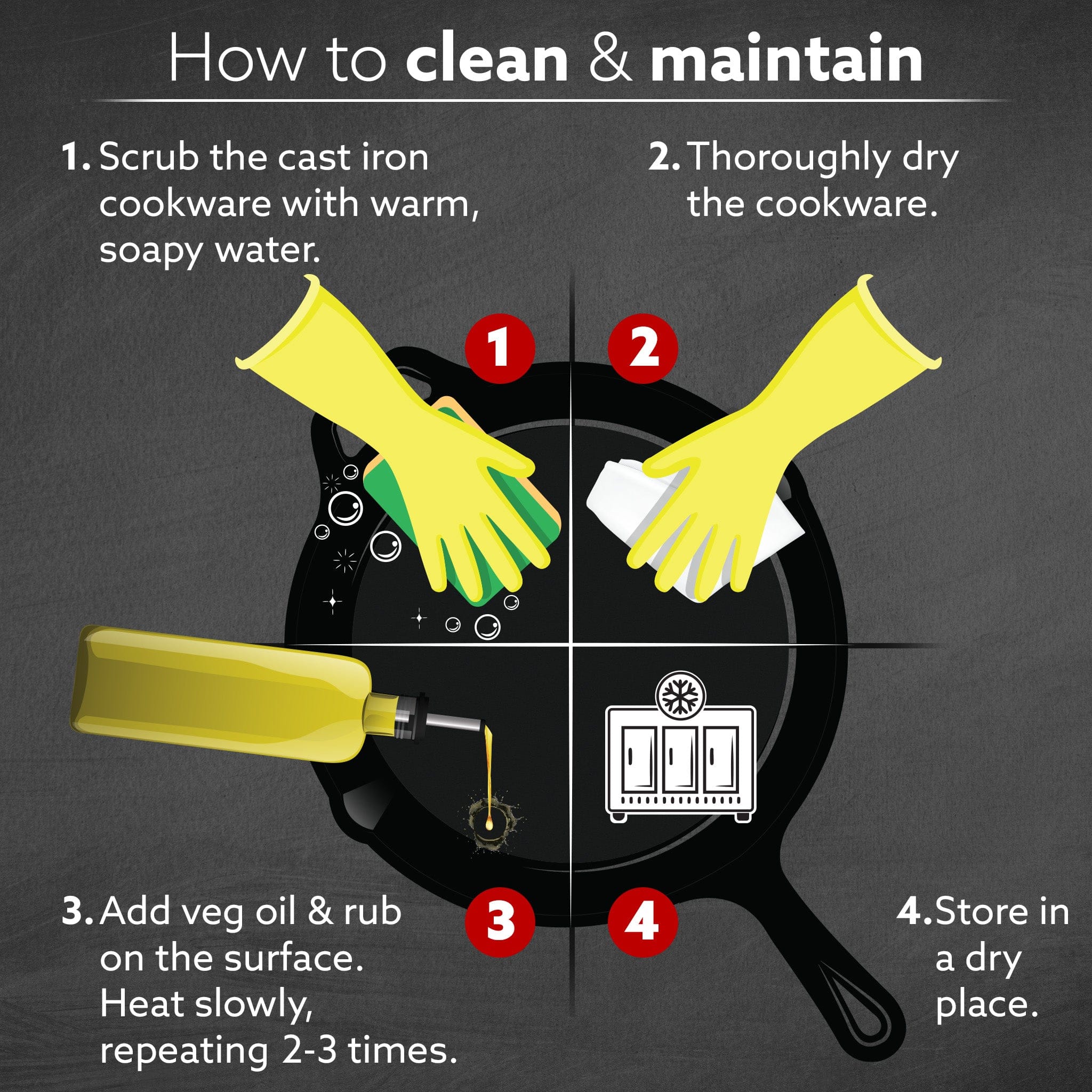 Royal Pre Seasoned Cast Iron Tawa, 28 Cm Diameter, No Chemical Coating, Long Rigid Handle, Fast Heating, Heavy Weight, Gas & Induction Oven Compatible, Roti, Omlette Maker, Black - Image 7