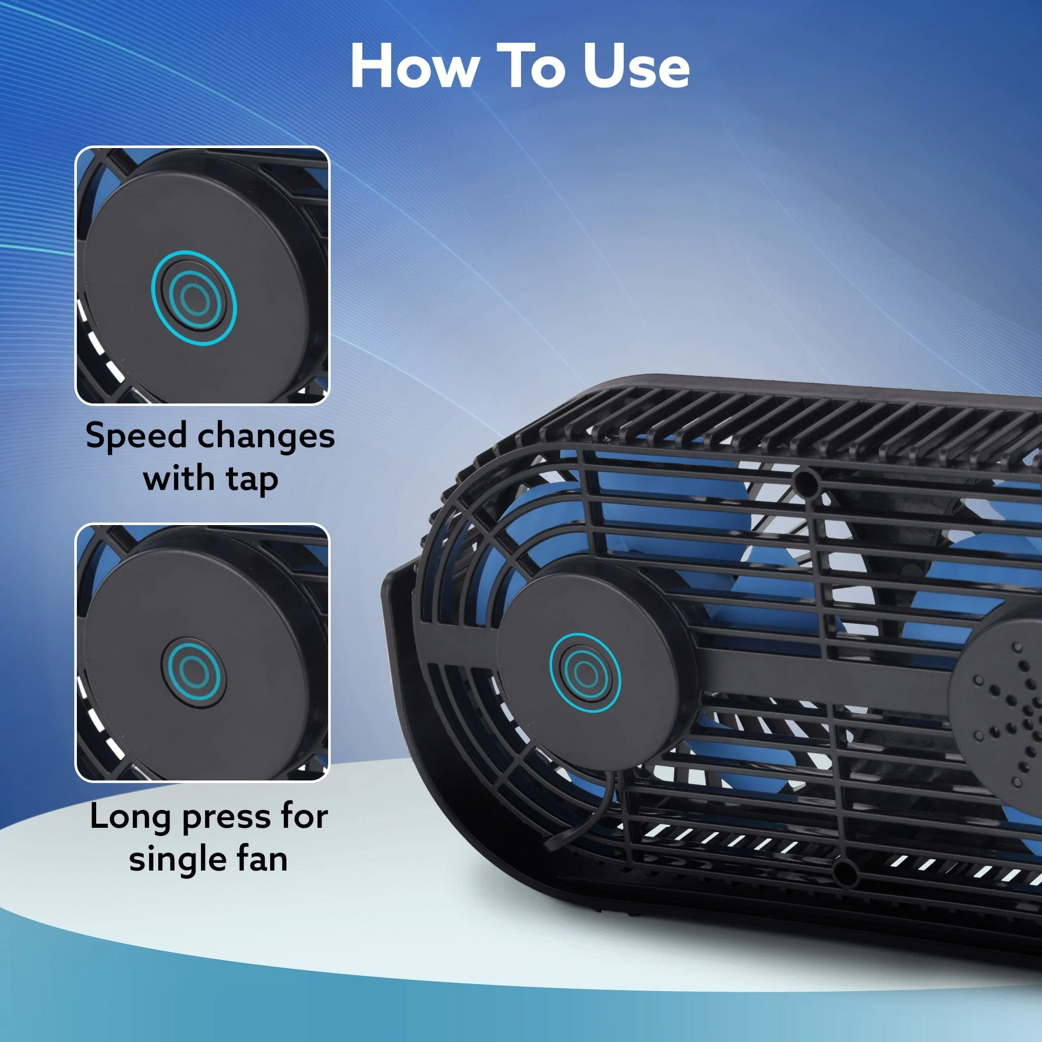 Signify USB Desk Twin Fan, Portable Dual Table Cooling Fan with 5 Blades & 3 Speed Option, USB Powered, Dual Mode, Ultra Quiet, Aromatherapy, Rotatable Table Desk Fan for Home, Office, Black - Image 6