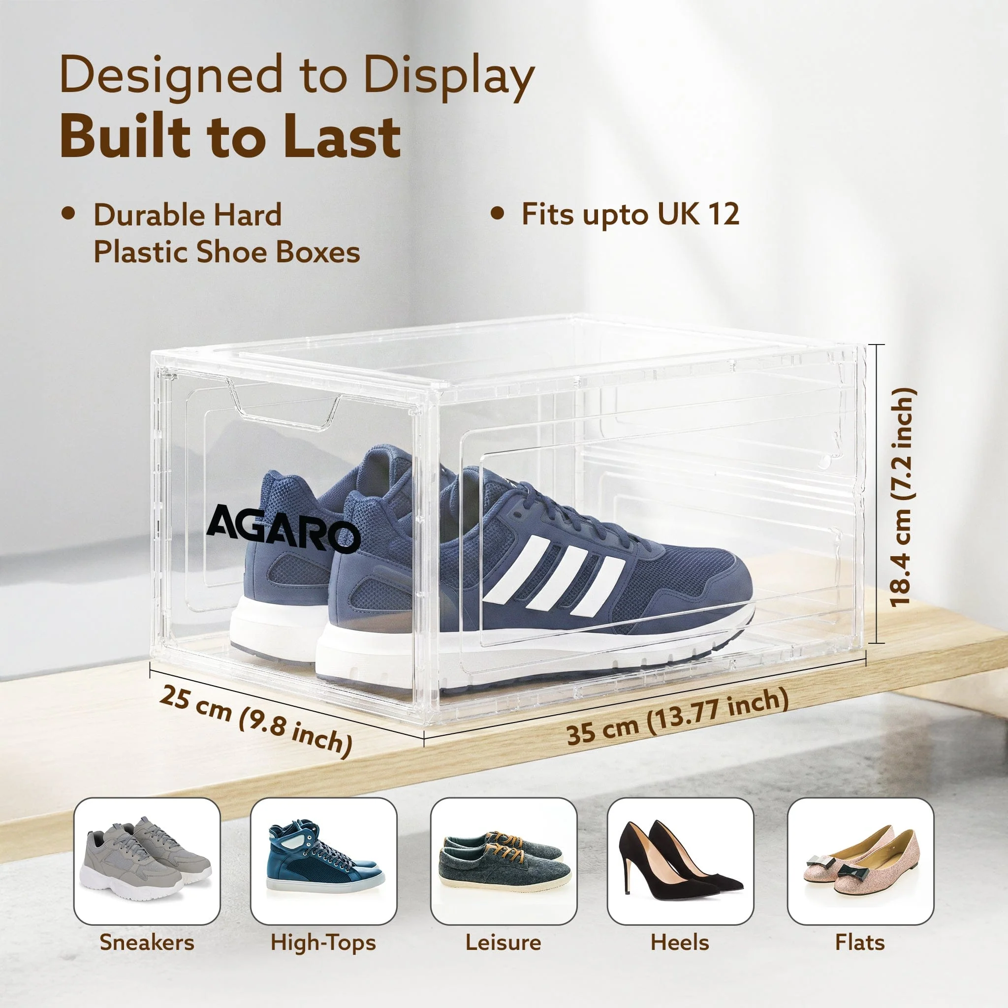 Stackable Shoe Storage Box Organizer | Heavy Duty, Transparent, Plastic Sneaker Crates Container with Magnetic Door |Space Saving|Organizer for Men & Women| Fits up to Size UK 12 - Image 13