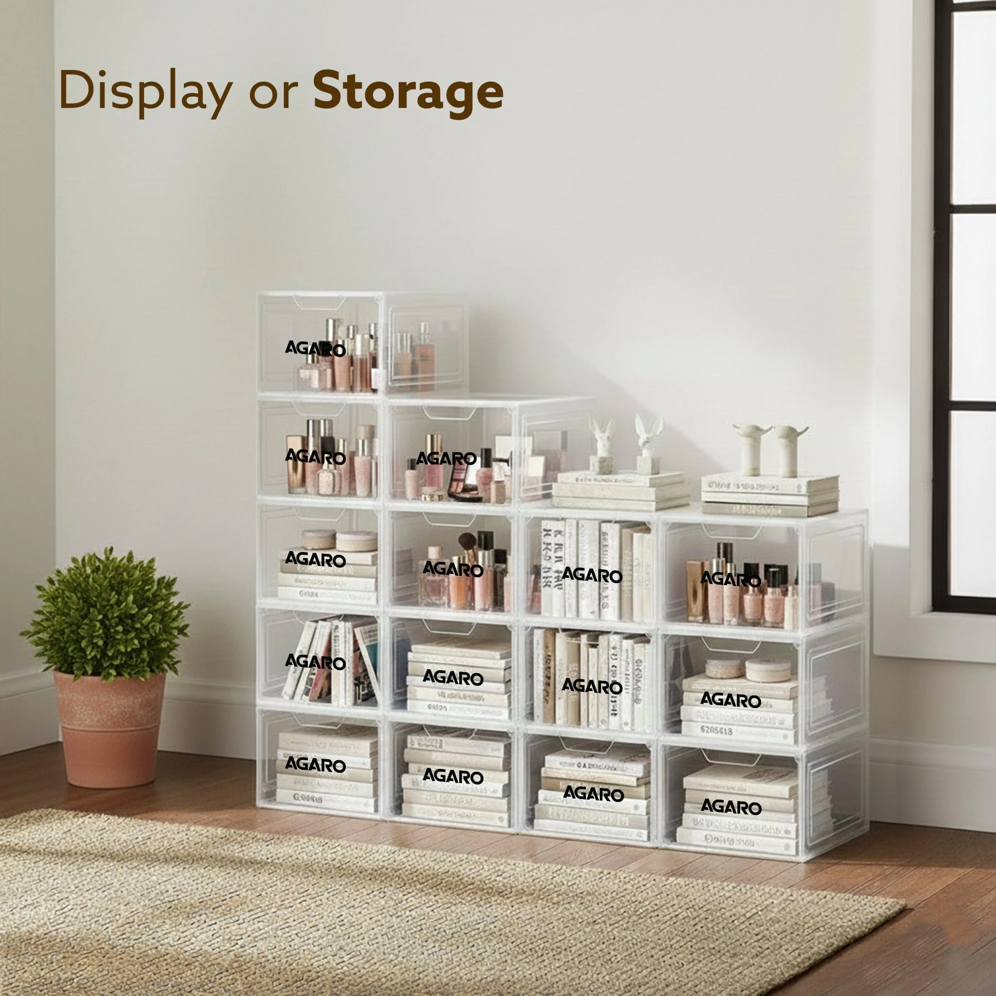 Stackable Shoe Storage Box Organizer | Heavy Duty, Transparent, Plastic Sneaker Crates Container with Magnetic Door |Space Saving|Organizer for Men & Women| Fits up to Size UK 12 - Image 26