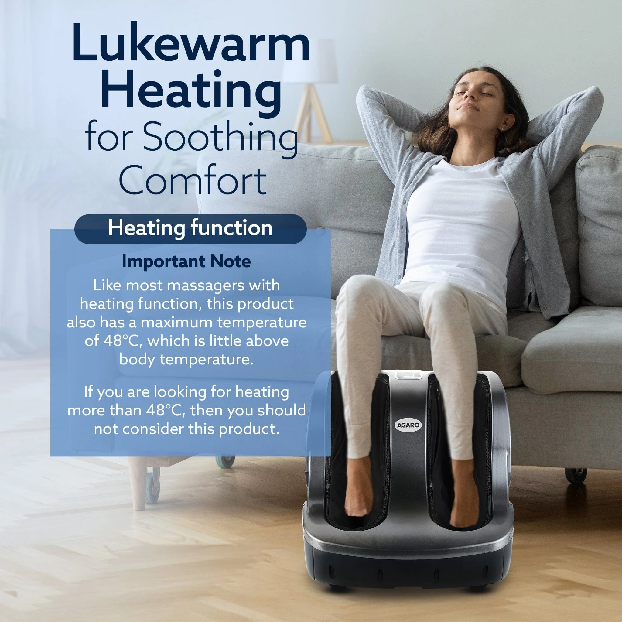 Supreme Foot & Calf Massager, Kneading & Rolling Function, for Pain Relief & Improving Blood Circulation, 3 Intensity Levels, 3 Levels of Lukewarm Heat, Vibration Massage, Timer, Remote Control - Image 10